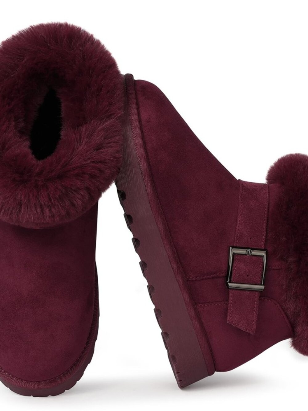 Faux Suede Ankle Mini Boots for Women Warm Comfort Fuzzy Winter Snow Boots